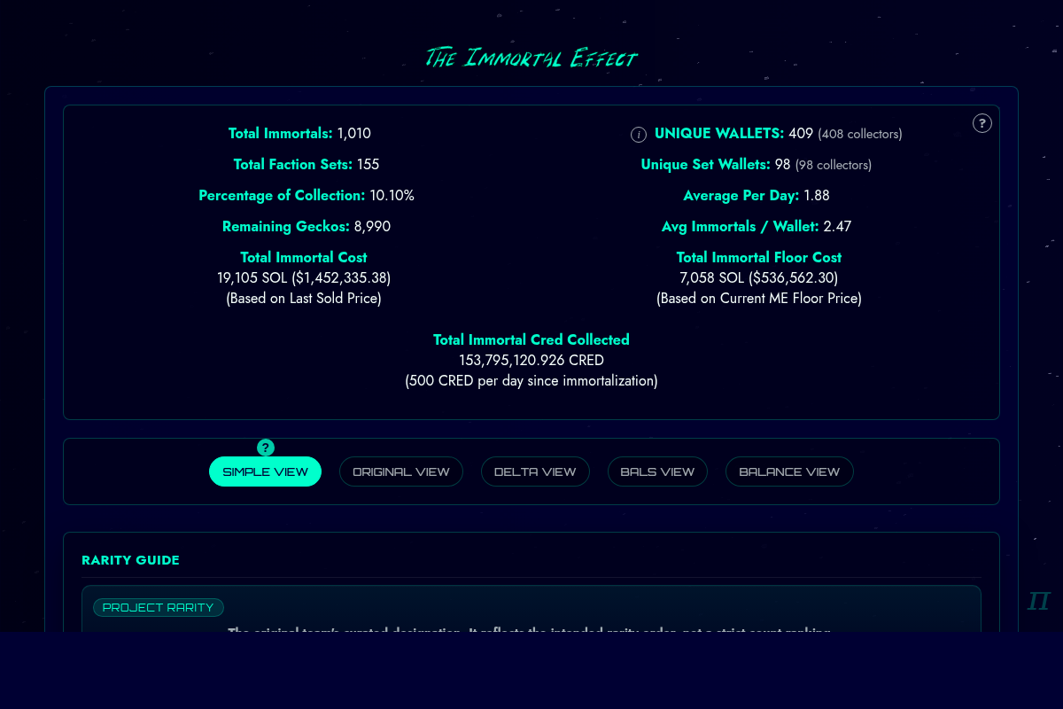 Immortal Stats